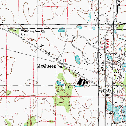 Topographic Map of McQueen, IL