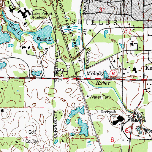 Topographic Map of Melody, IL