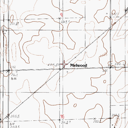 Topographic Map of Melwood, IL