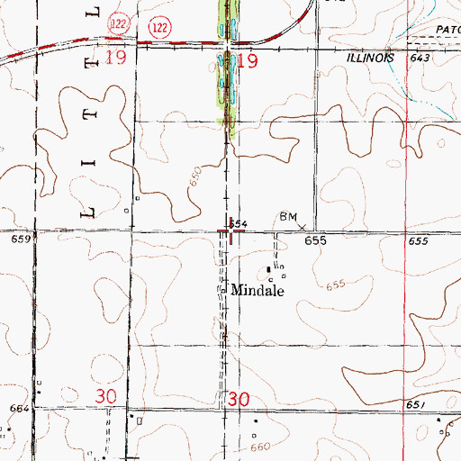 Topographic Map of Mindale, IL