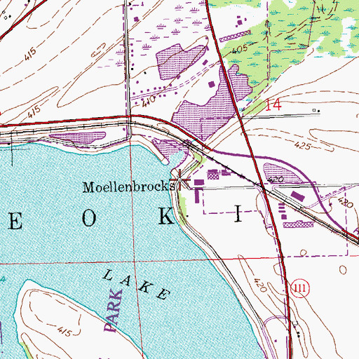 Topographic Map of Moellenbrocks, IL