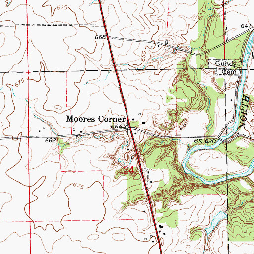 Topographic Map of Moores Corner, IL