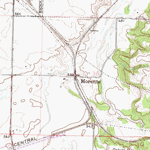 Topographic Map of Moronts, IL