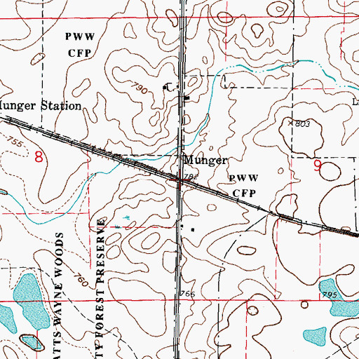 Topographic Map of Munger, IL