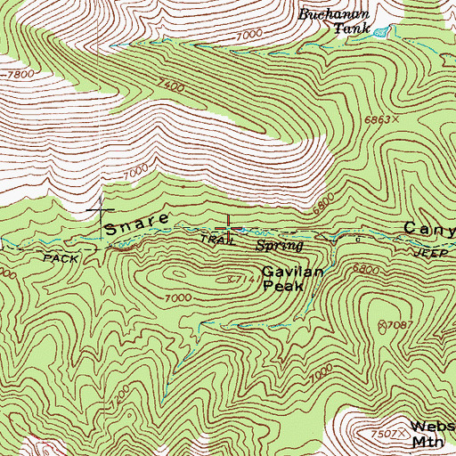 Topographic Map of Snare Tank, AZ