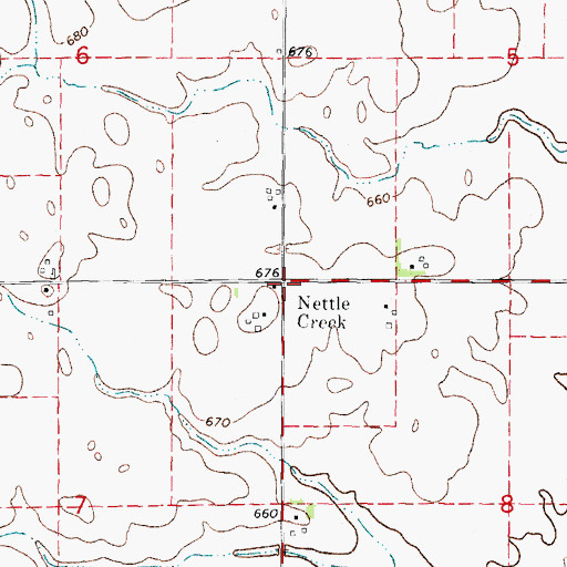 Topographic Map of Nettle Creek, IL