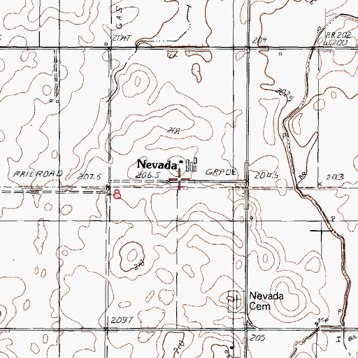 Topographic Map of Nevada, IL