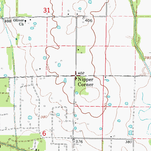 Topographic Map of Nipper Corner, IL