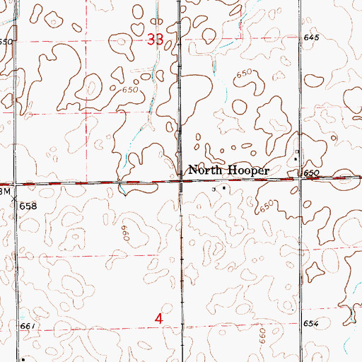 Topographic Map of North Hooper, IL