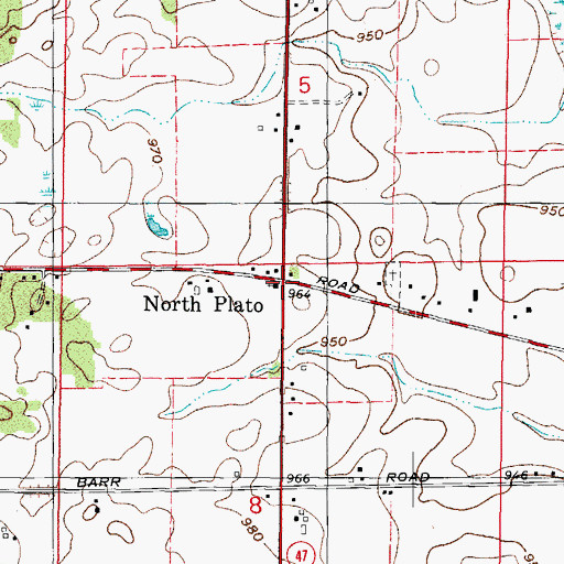 Topographic Map of North Plato, IL