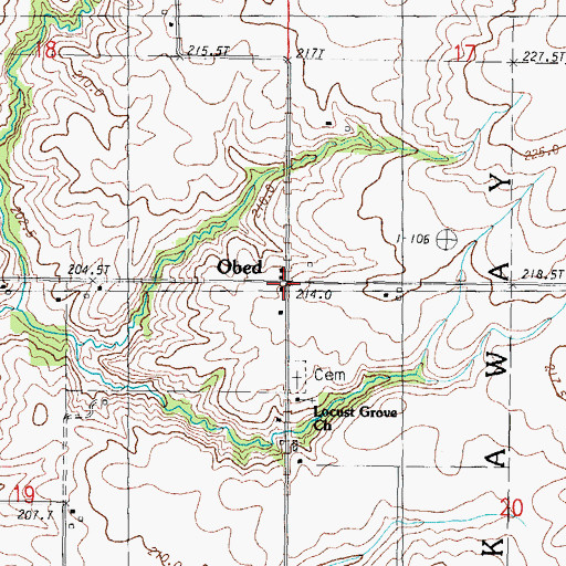 Topographic Map of Obed, IL