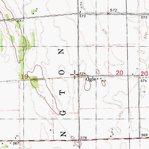 Topographic Map of Ogle, IL