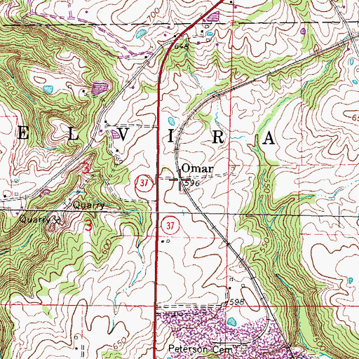 Topographic Map of Omar, IL