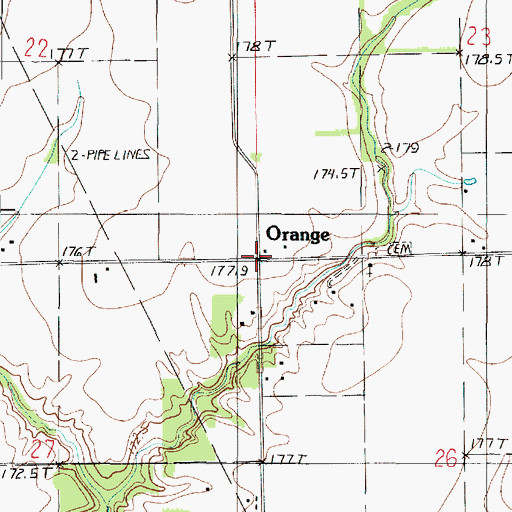 Topographic Map of Orange, IL