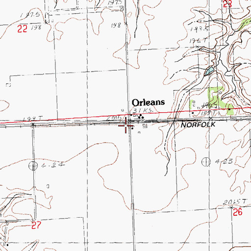 Topographic Map of Orleans, IL