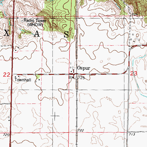 Topographic Map of Ospur, IL