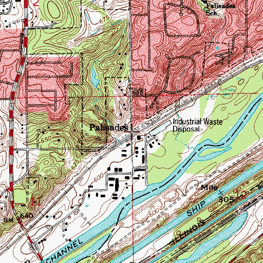 Topographic Map of Palisades, IL