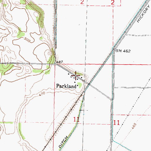 Topographic Map of Parkland, IL