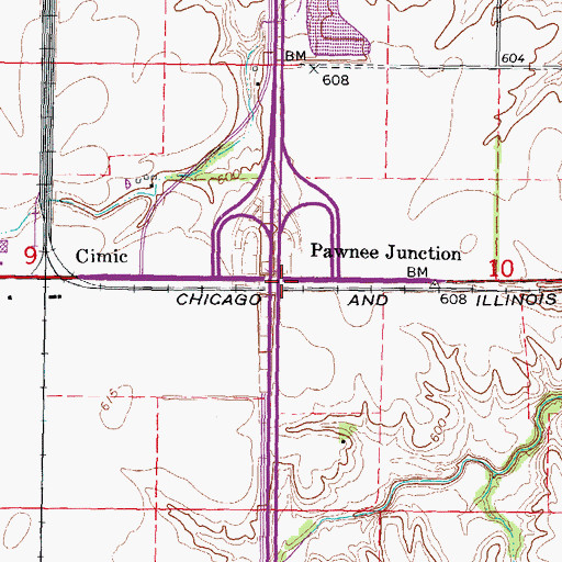 Topographic Map of Pawnee Junction, IL