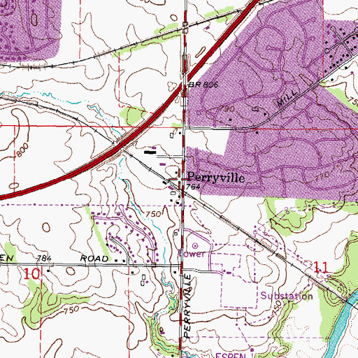 Topographic Map of Perryville, IL
