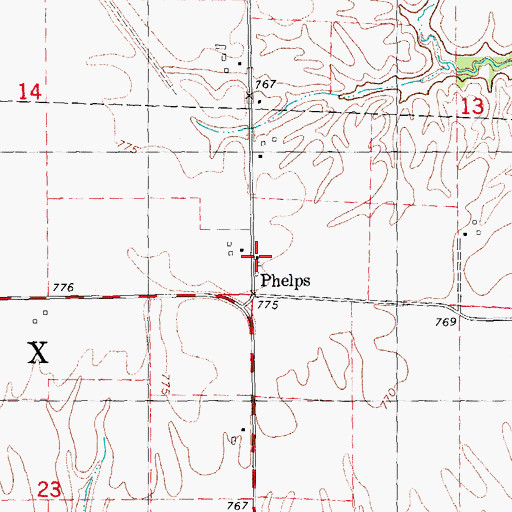 Topographic Map of Phelps, IL