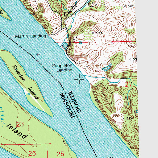 Topographic Map of Poppleton Landing, IL