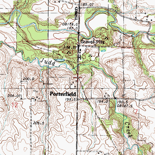 Topographic Map of Porterfield, IL