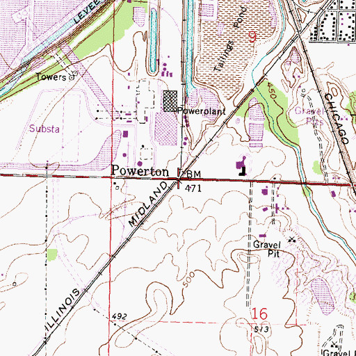 Topographic Map of Powerton, IL