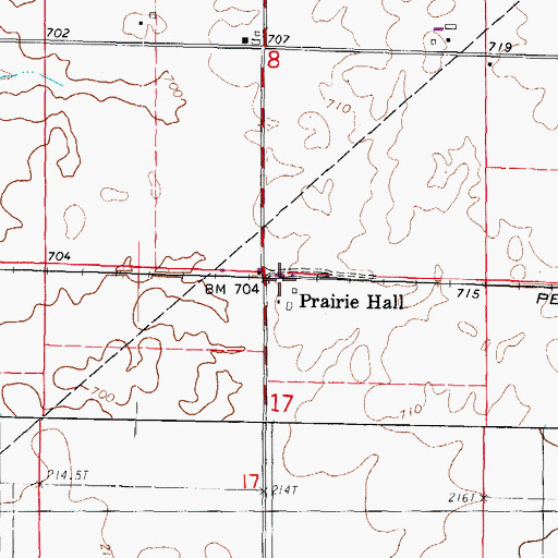 Topographic Map of Prairie Hall, IL