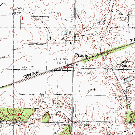 Topographic Map of Prouty, IL