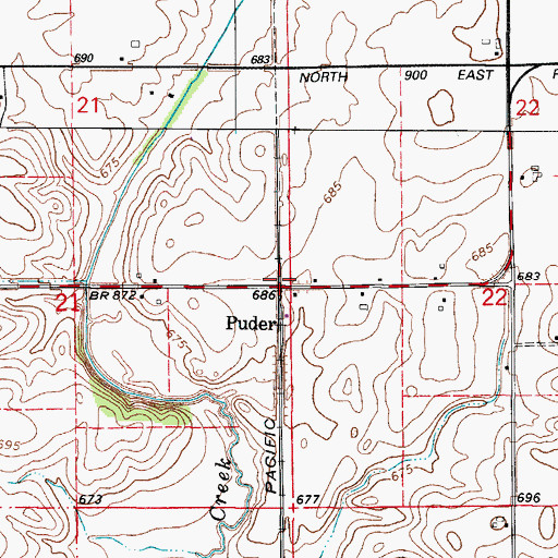 Topographic Map of Puder, IL