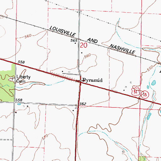 Topographic Map of Pyramid, IL
