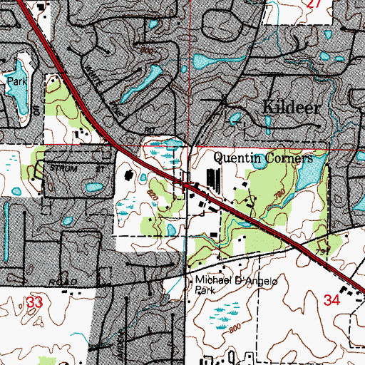 Topographic Map of Quentin Corners, IL