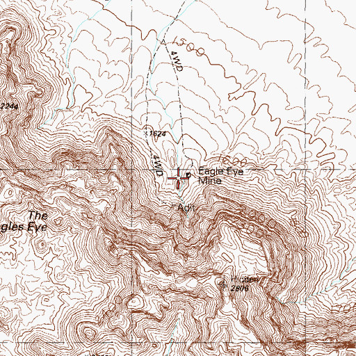 Topographic Map of Eagle Eye Mine, AZ
