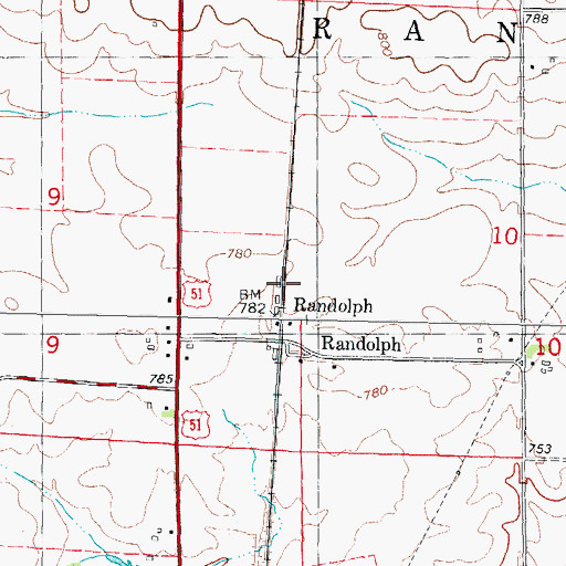 Topographic Map of Randolph, IL