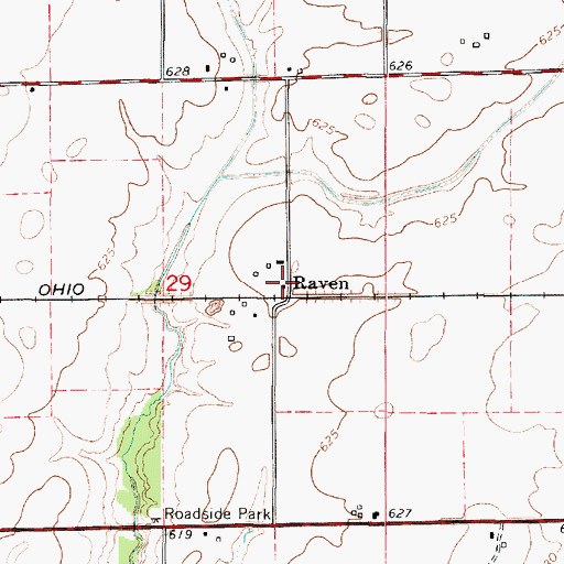 Topographic Map of Raven, IL