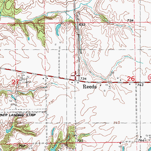Topographic Map of Reeds, IL