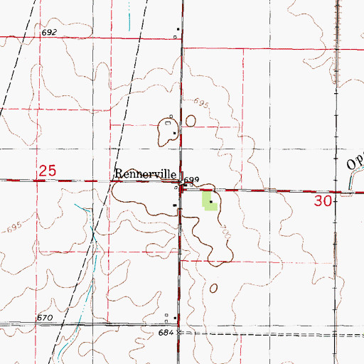 Topographic Map of Rennerville, IL