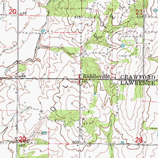 Topographic Map of Riddleville, IL