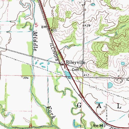 Topographic Map of Rileyville, IL