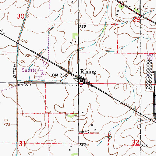 Topographic Map of Rising, IL