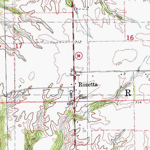 Topographic Map of Rozetta, IL