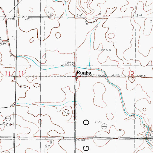 Topographic Map of Rugby, IL