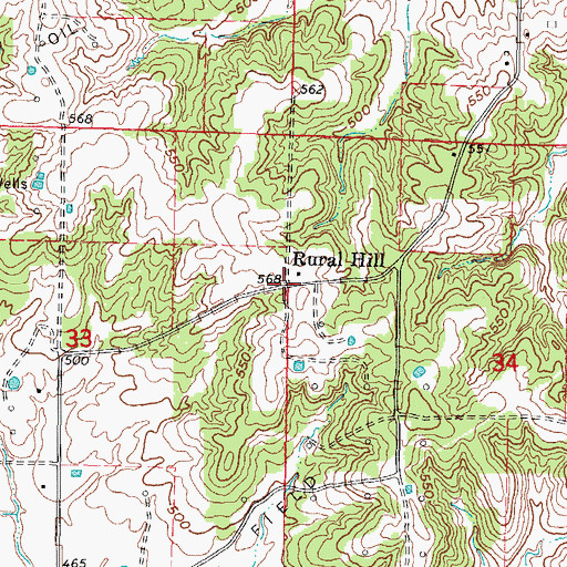 Topographic Map of Rural Hill, IL
