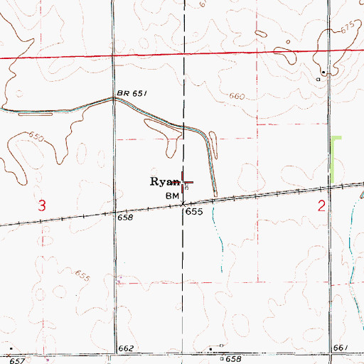 Topographic Map of Ryan, IL