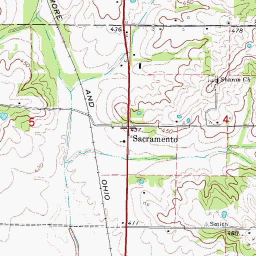 Topographic Map of Sacramento, IL