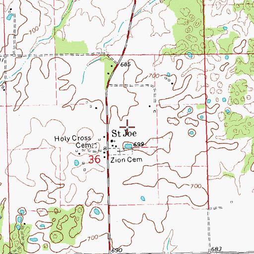 Topographic Map of Saint Joe, IL