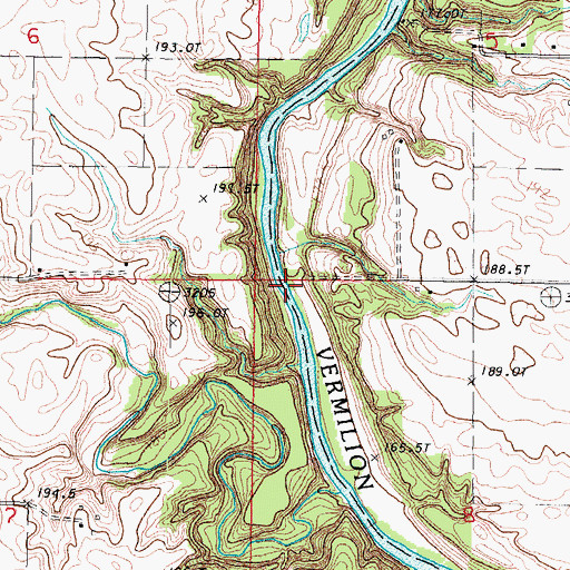 Topographic Map of Sandy Ford, IL