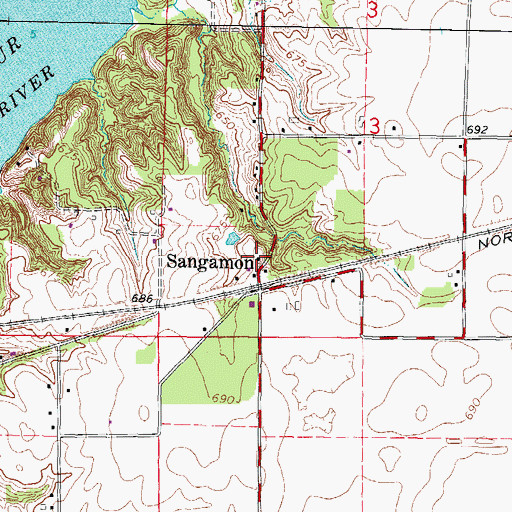 Topographic Map of Sangamon, IL