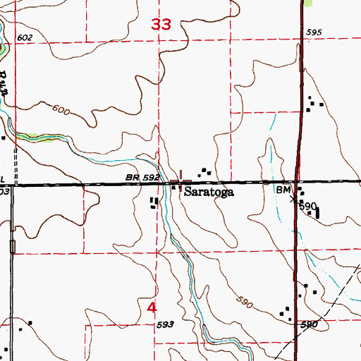 Topographic Map of Saratoga, IL